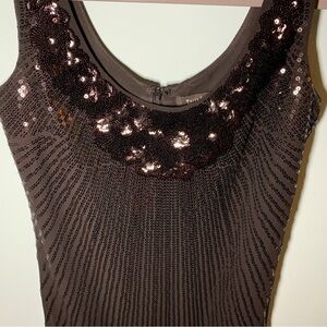 White House Black Market Dress, Sz 00, Black Sleeveless Sequin Scoop Neck Dress